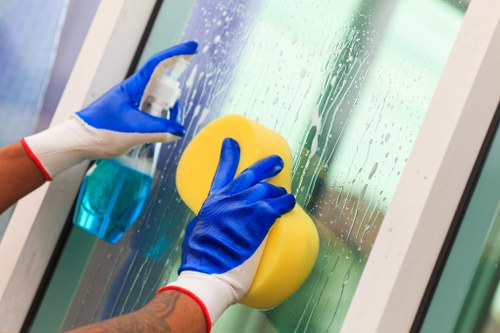 Professional office cleaners maintaining a luxury Mayfair workspace